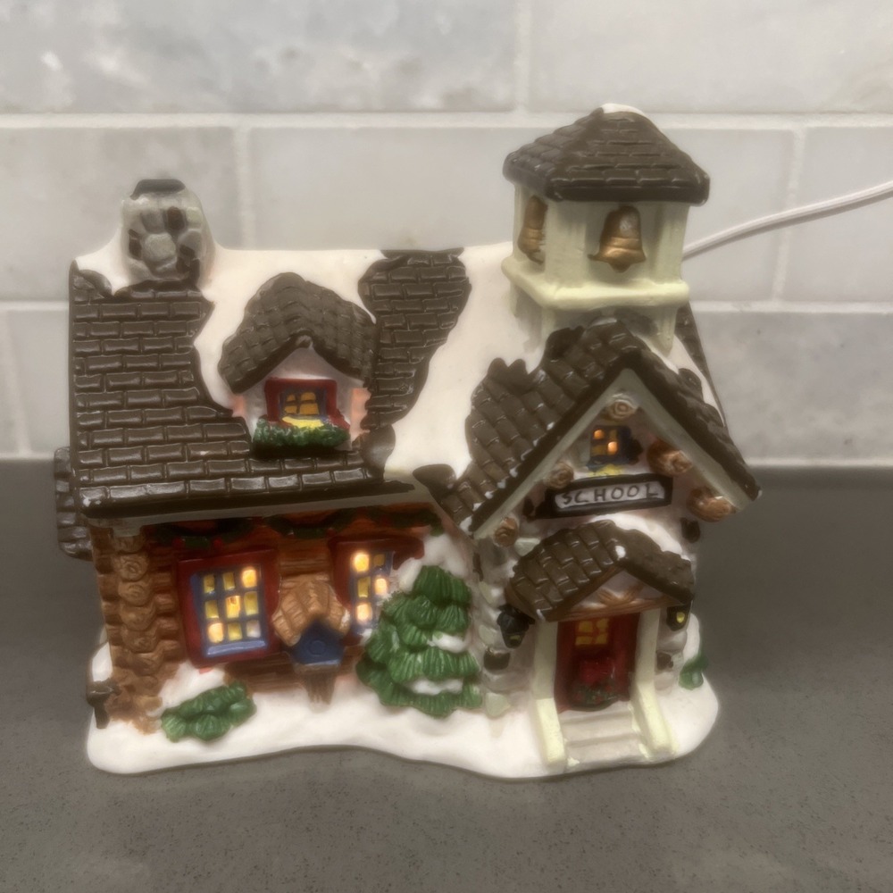 Victorian Series Christmas Village Log Cabin School House 2004